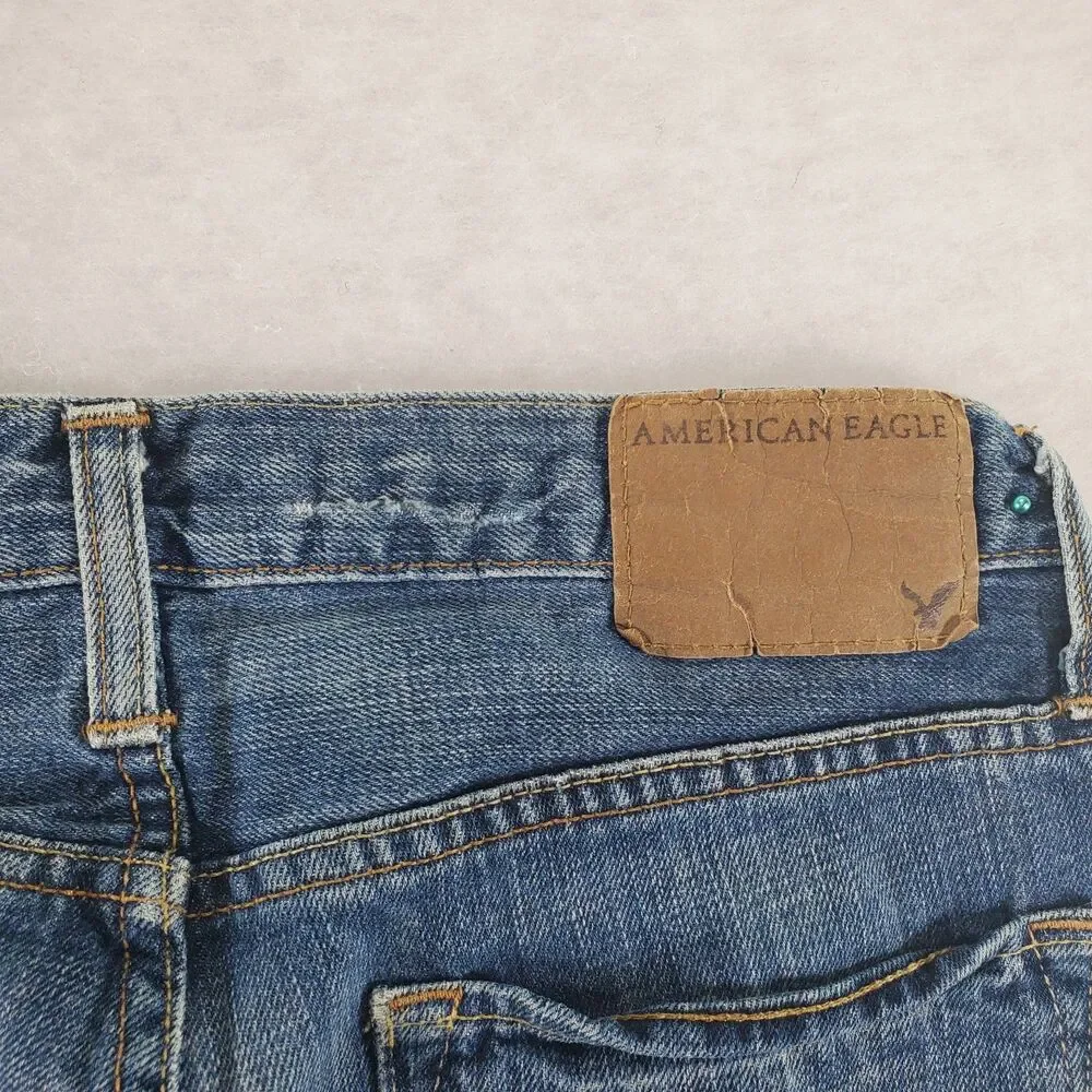 (32x34) American Eagle Original Straight Blue Jeans Men's Denim AE Outfitters